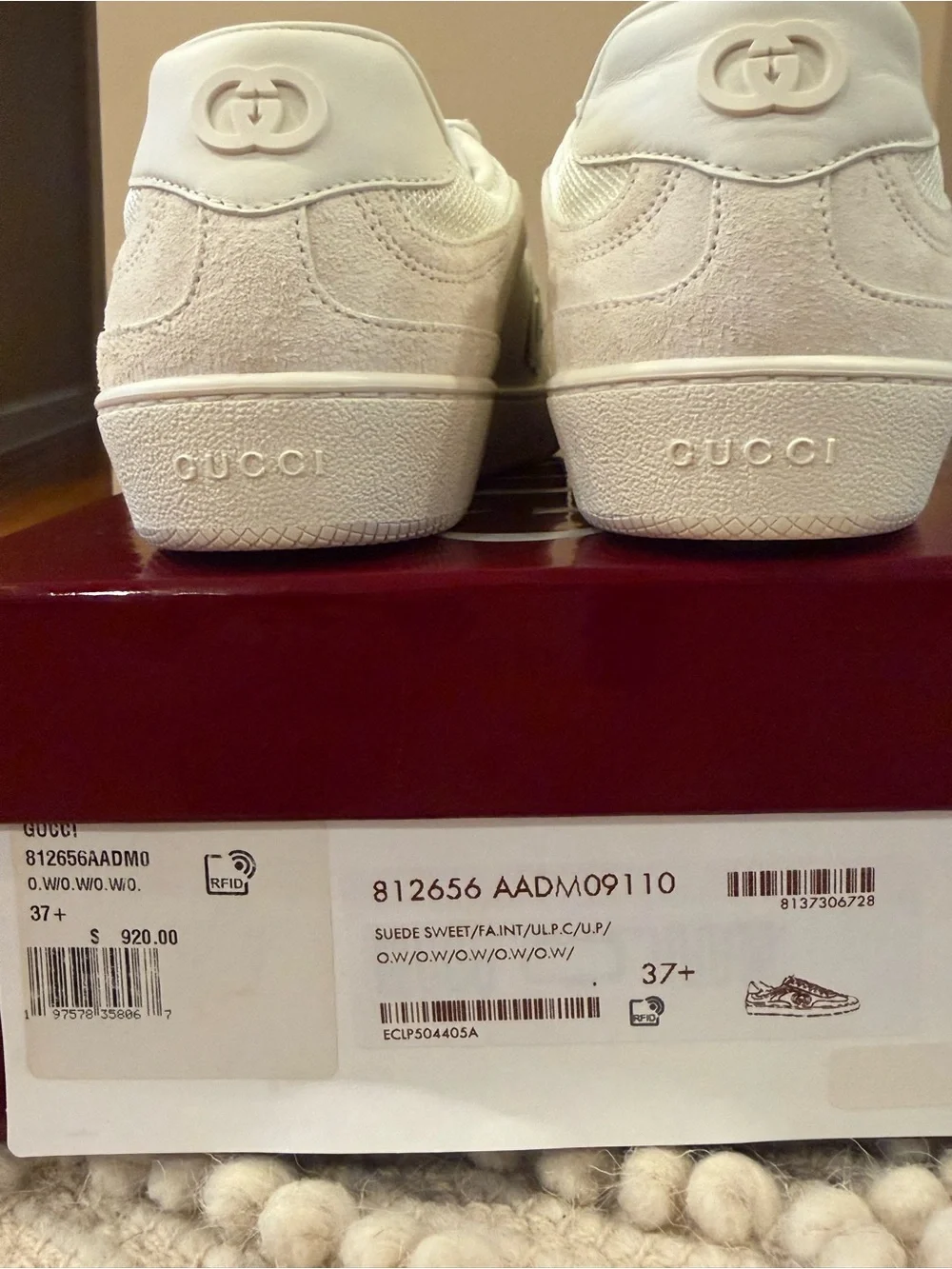 Gucci G75 GG Suede & Knit Low Top Sneaker